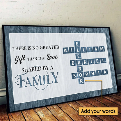 No Greater Gift Than Family Love Crossword Puzzle Art Personalized Poster, Family Keepsake