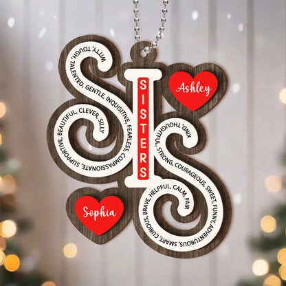 Sister Christmas Wooden Ornament 2024 Personalized Gifts for Sisters, Best Friends, Siblings