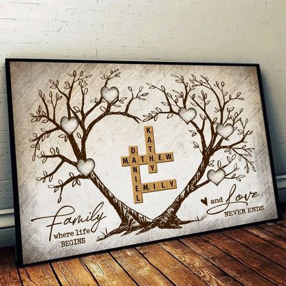 Family Heart Tree Crossword Puzzle, Captured In A Moment, Cherished For A Lifetime - Personalized Poster