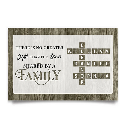 No Greater Gift Than Family Love Crossword Puzzle Art Personalized Poster, Family Keepsake