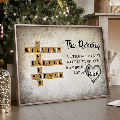 Family Whole Lot Of Love Crossword Puzzle Art - Captured In A Moment, Cherished For A Lifetime Personalized Poster