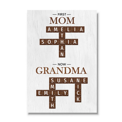 First Mom Now Grandma Crossword Puzzle Art Personalized Poster