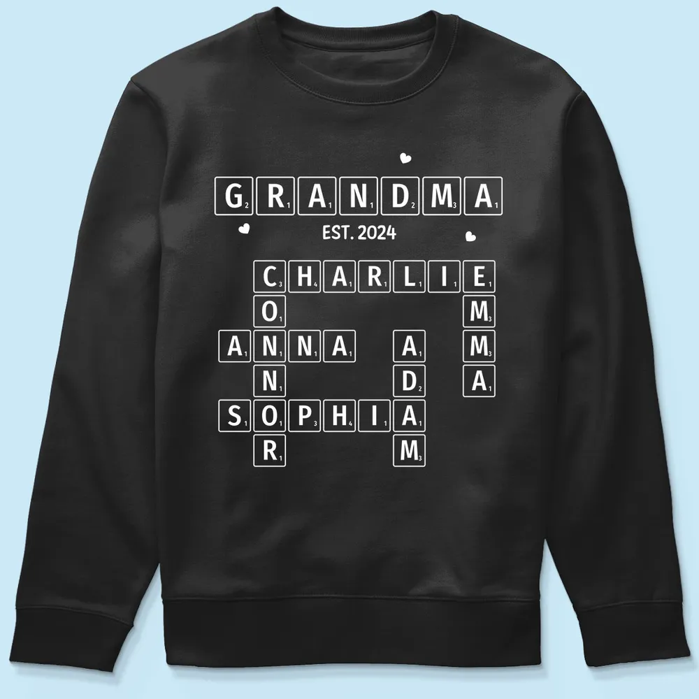 Grandma Grandpa Est. Crossword Art Puzzle - Personalized Shirt