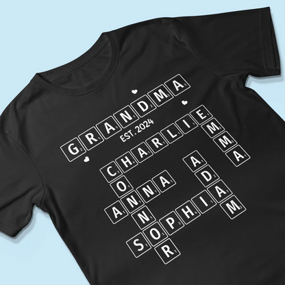 Grandma Grandpa Est. Crossword Art Puzzle - Personalized Shirt