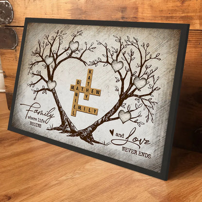 Family Heart Tree Crossword Puzzle, Captured In A Moment, Cherished For A Lifetime - Personalized Poster