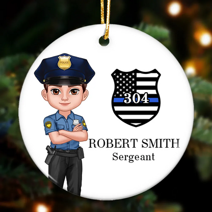 Police Christmas - Personalized Circle Acrylic Ornament