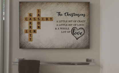 Family Whole Lot Of Love Crossword Puzzle Art - Captured In A Moment, Cherished For A Lifetime Personalized Poster