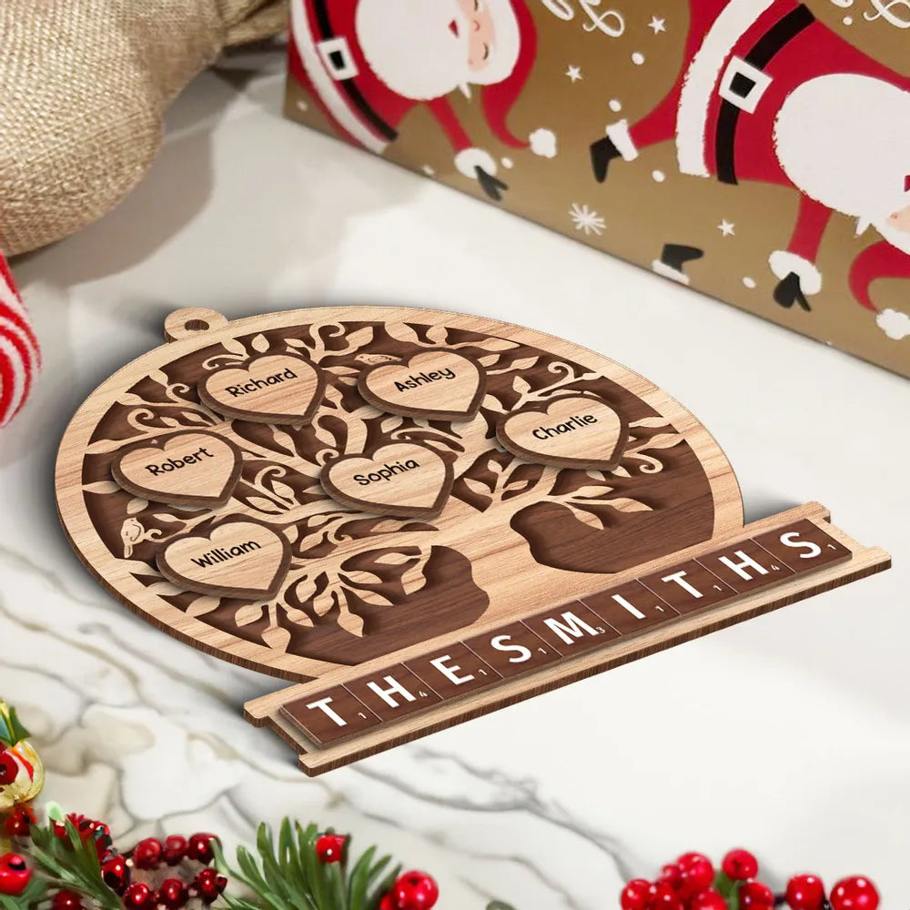 Family Heart Tree Of Life Personalized Wooden Ornament