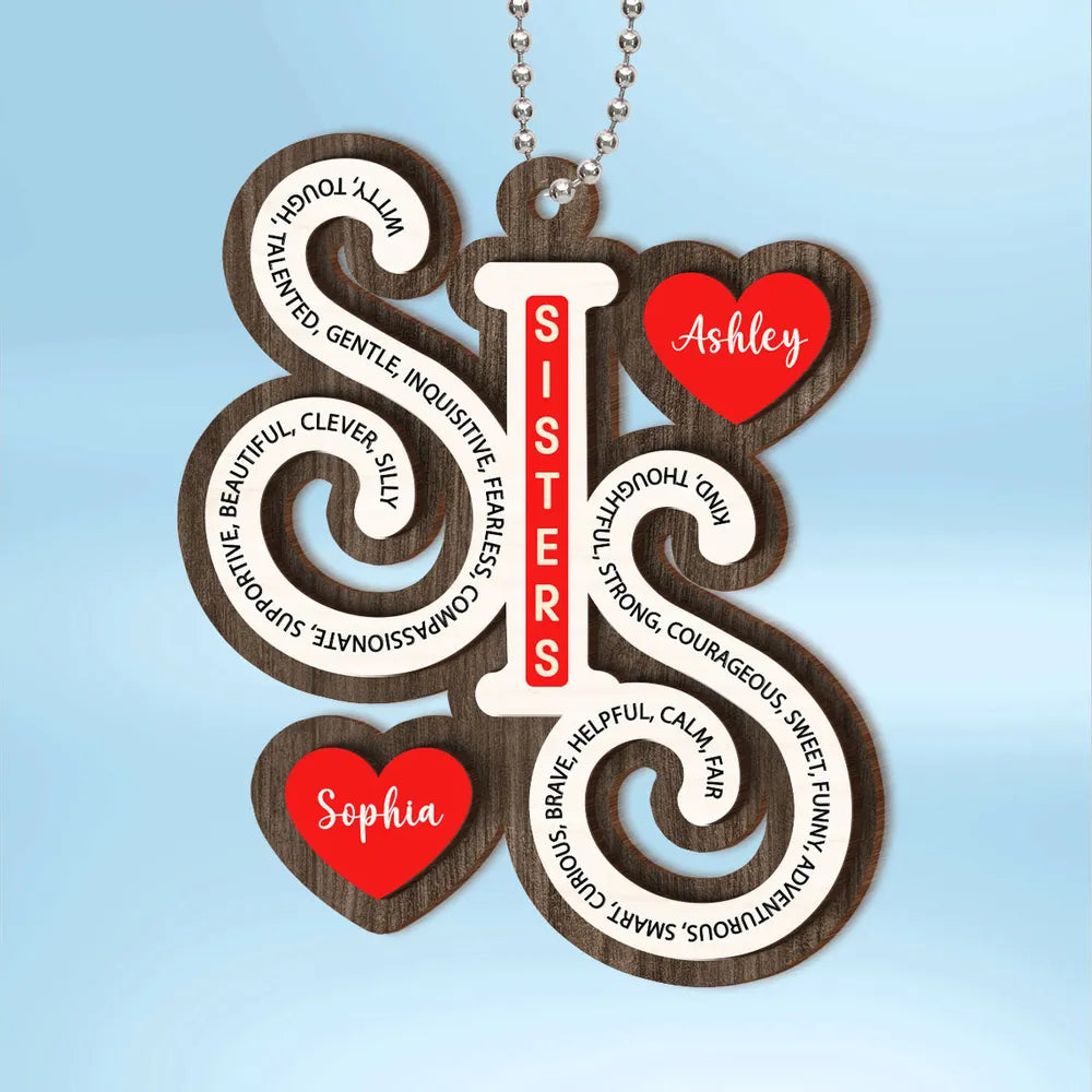 Sister Christmas Wooden Ornament 2024 Personalized Gifts for Sisters, Best Friends, Siblings