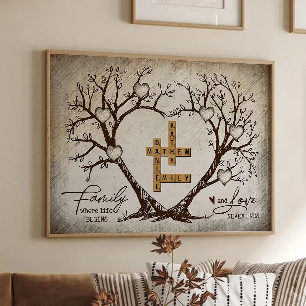 Family Heart Tree Crossword Puzzle, Captured In A Moment, Cherished For A Lifetime - Personalized Poster