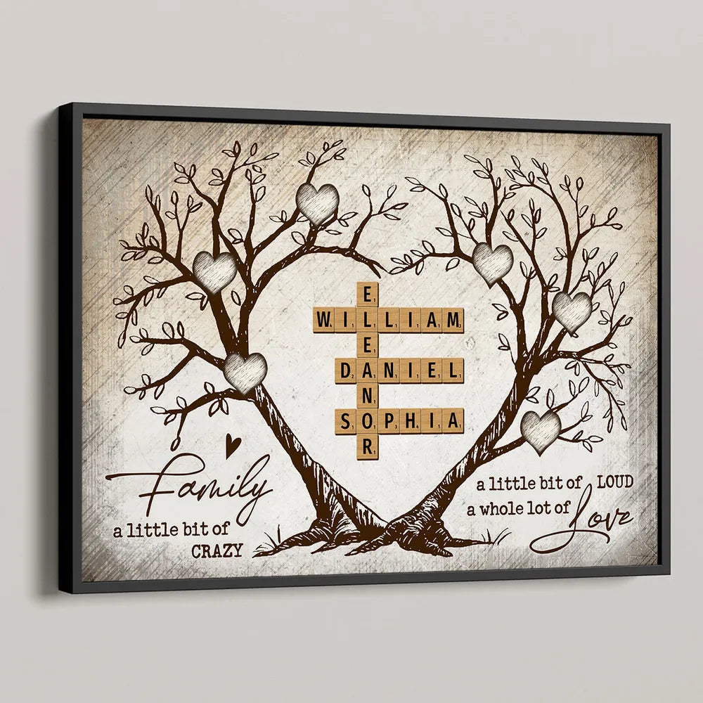 Family Heart Tree Crossword Puzzle, Captured In A Moment, Cherished For A Lifetime - Personalized Poster