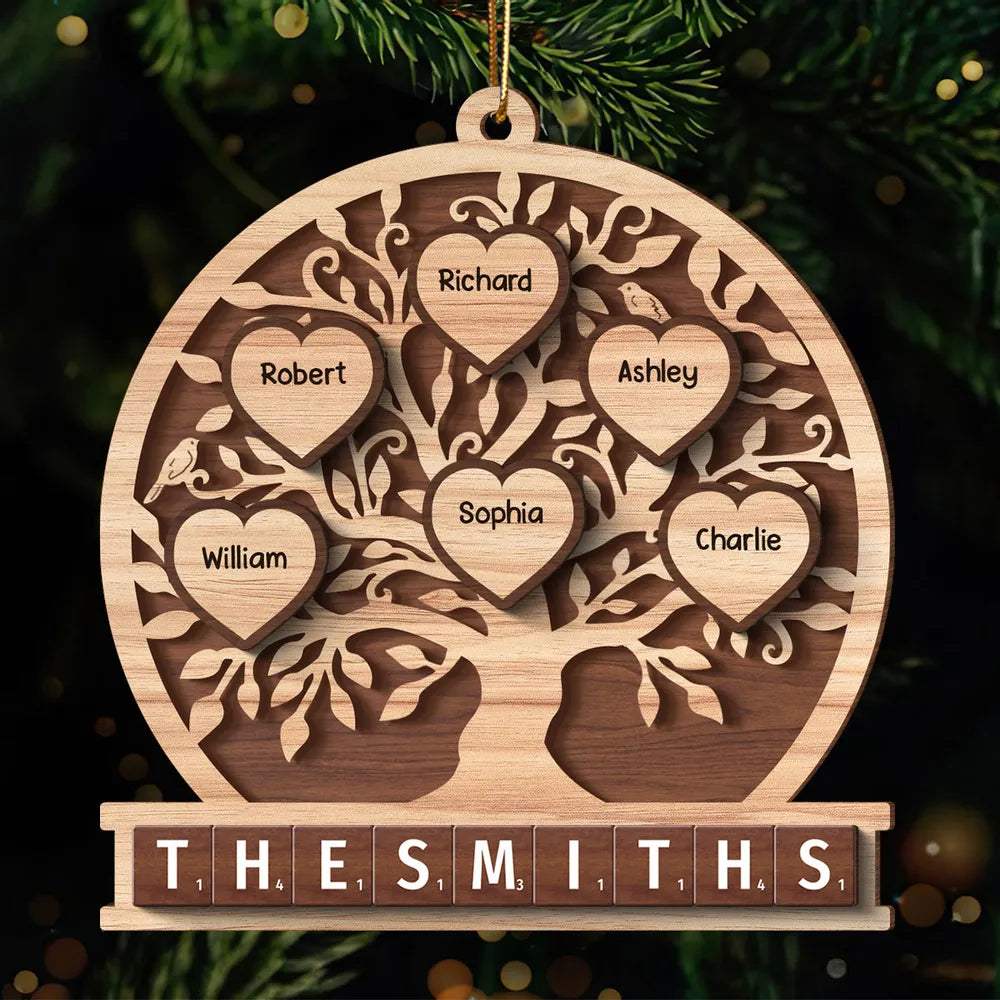 Family Heart Tree Of Life Personalized Wooden Ornament