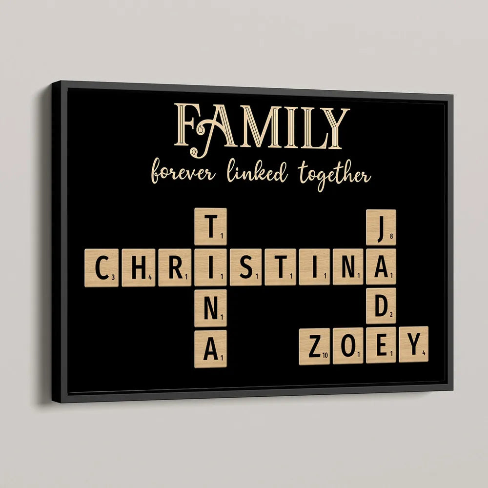 Family Forever Linked Together Crossword Puzzle Personalized Poster, Gift For Large Family, Parent, Grandparents, Siblings, Brothers, Sisters