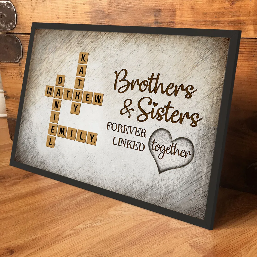 The Love Between Brothers & Sisters Knows No Distance Crossword Puzzle Art, Personalized Poster
