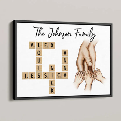 Family Hands In Hands Crossword Puzzle Art Created In A Moment Treasured Forever Personalized Poster