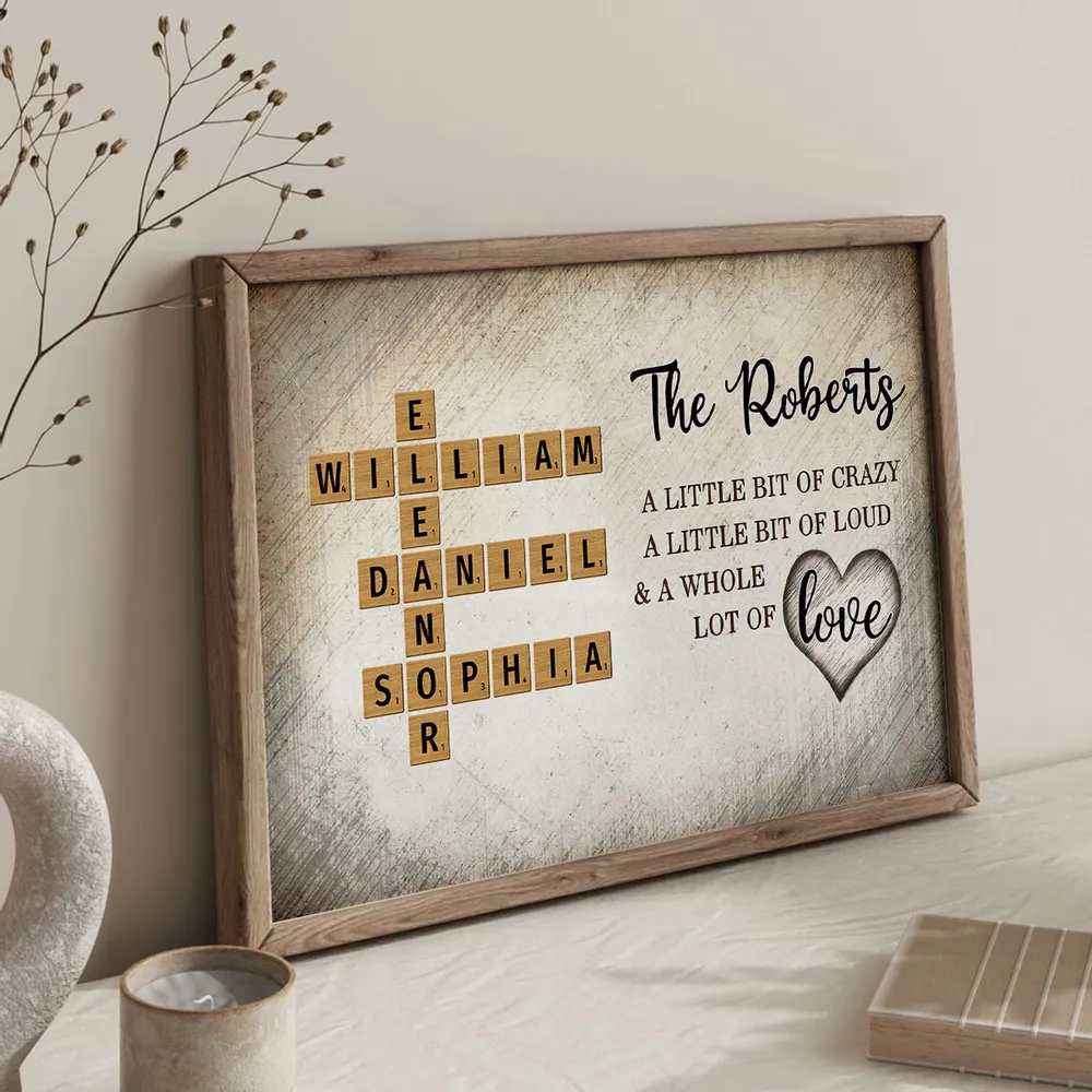 Family Whole Lot Of Love Crossword Puzzle Art - Captured In A Moment, Cherished For A Lifetime Personalized Poster