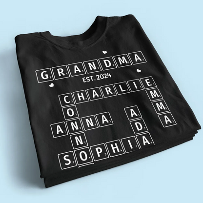 Grandma Grandpa Est. Crossword Art Puzzle - Personalized Shirt