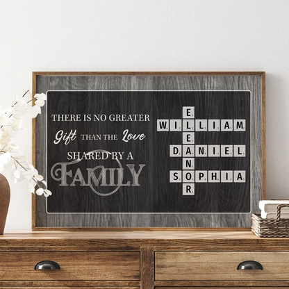 No Greater Gift Than Family Love Crossword Puzzle Art Personalized Poster, Family Keepsake