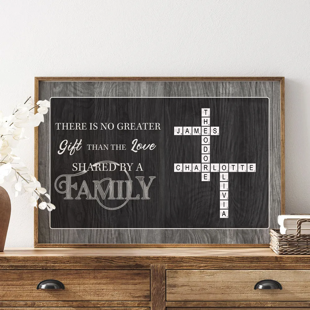 No Greater Gift Than Family Love Crossword Puzzle Art Personalized Poster, Unique & Meaningful Gift For Family