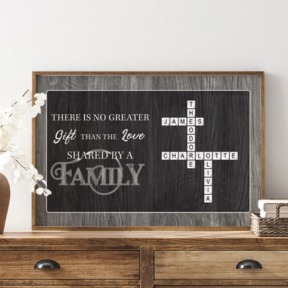 No Greater Gift Than Family Love Crossword Puzzle Art Personalized Poster, Unique & Meaningful Gift For Family