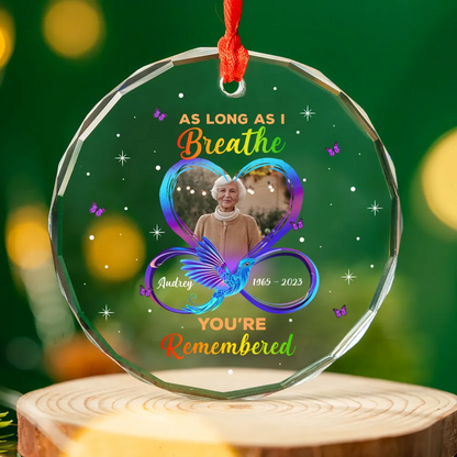 As Long As I Breathe You’Re Remembered Memorial Memorial Ornament, Upload Photo Personalized Memorial Keepsake