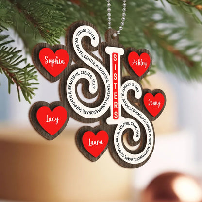 Sister Christmas Wooden Ornament 2024 Personalized Gifts for Sisters, Best Friends, Siblings