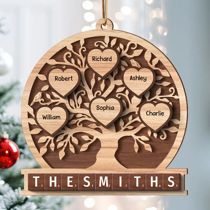 Family Heart Tree Of Life Personalized Wooden Ornament