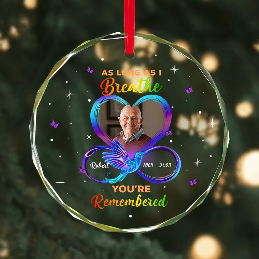 As Long As I Breathe You’Re Remembered Memorial Memorial Ornament, Upload Photo Personalized Memorial Keepsake