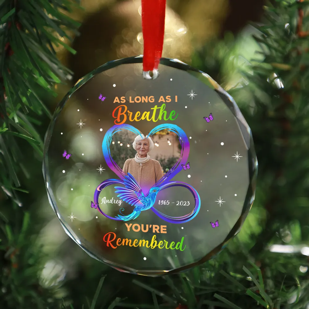 As Long As I Breathe You’Re Remembered Memorial Memorial Ornament, Upload Photo Personalized Memorial Keepsake