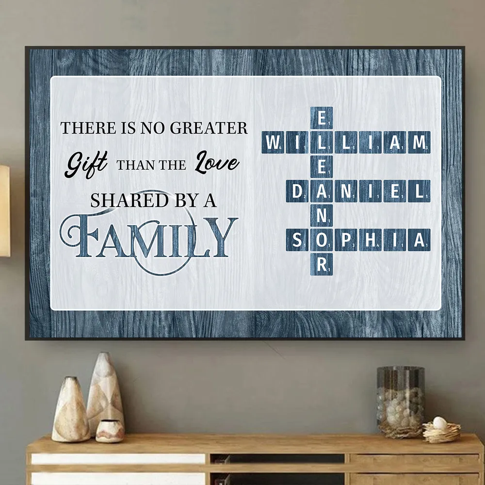 No Greater Gift Than Family Love Crossword Puzzle Art Personalized Poster, Family Keepsake