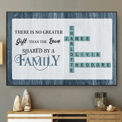 No Greater Gift Than Family Love Crossword Puzzle Art Personalized Poster, Unique & Meaningful Gift For Family