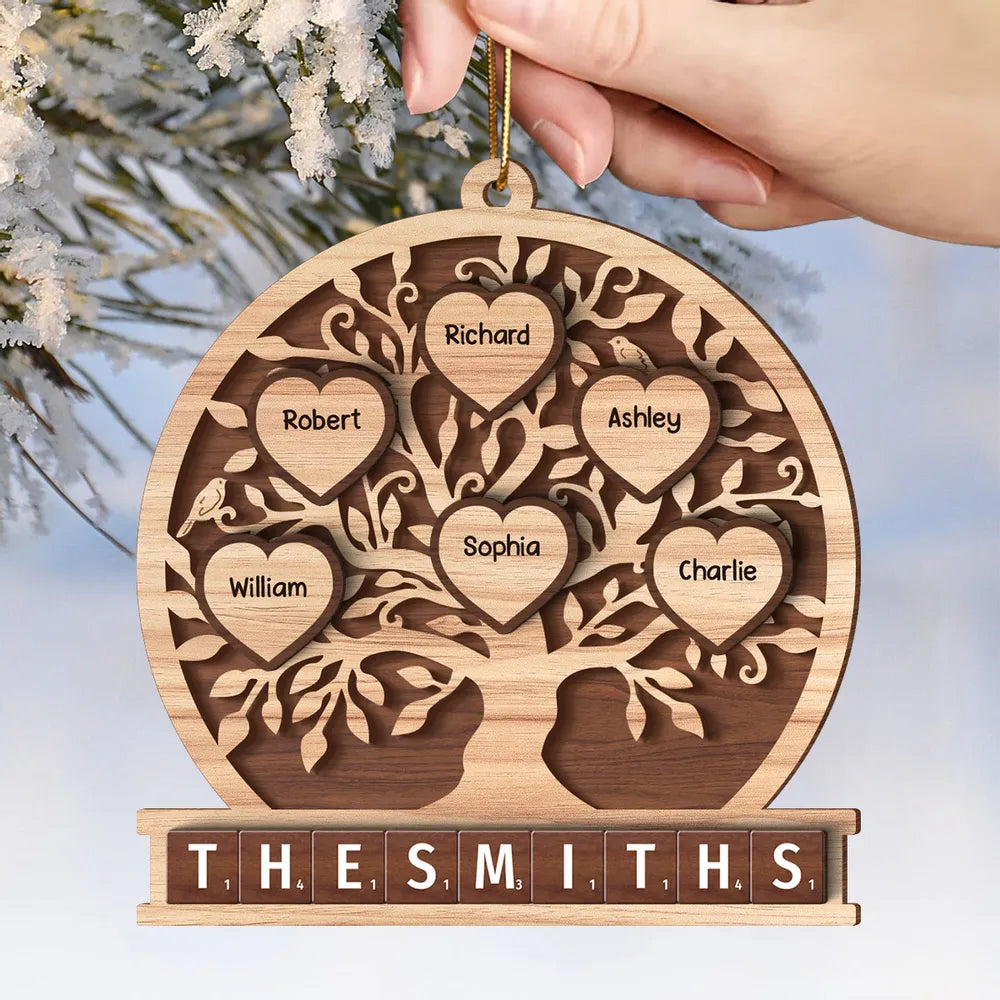 Family Heart Tree Of Life Personalized Wooden Ornament