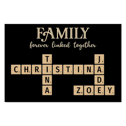 Family Forever Linked Together Crossword Puzzle Personalized Poster, Gift For Large Family, Parent, Grandparents, Siblings, Brothers, Sisters