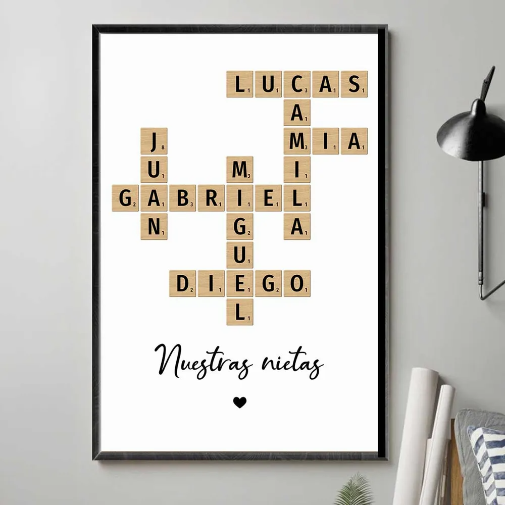 Family Crossword Art - Created in a Moment, Treasured Forever Personalized Poster