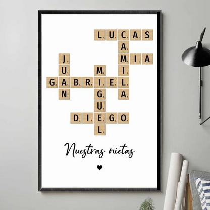 Family Crossword Art - Created in a Moment, Treasured Forever Personalized Poster