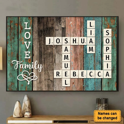 Personalized Family Crossword Art - Created In A Moment, Treasured Forever Poster