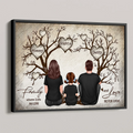 Family Heart Tree Sitting Personalized Poster, Home Decoration, Gift For Family
