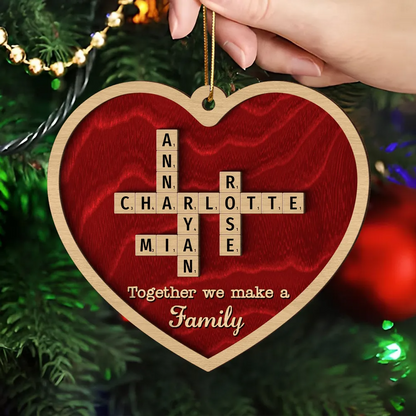 Together We Make A Family Crossword Puzzle Art Personalized Wooden Ornament, Christmas Gift For Husband Daughter Son