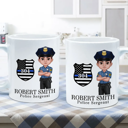 Police Thin Blue Line Personalized Mug, Appreciation Gift, Christmas Gift For Colleagues, Boss, Police Officers, Sheriff, Deputy Sheriff