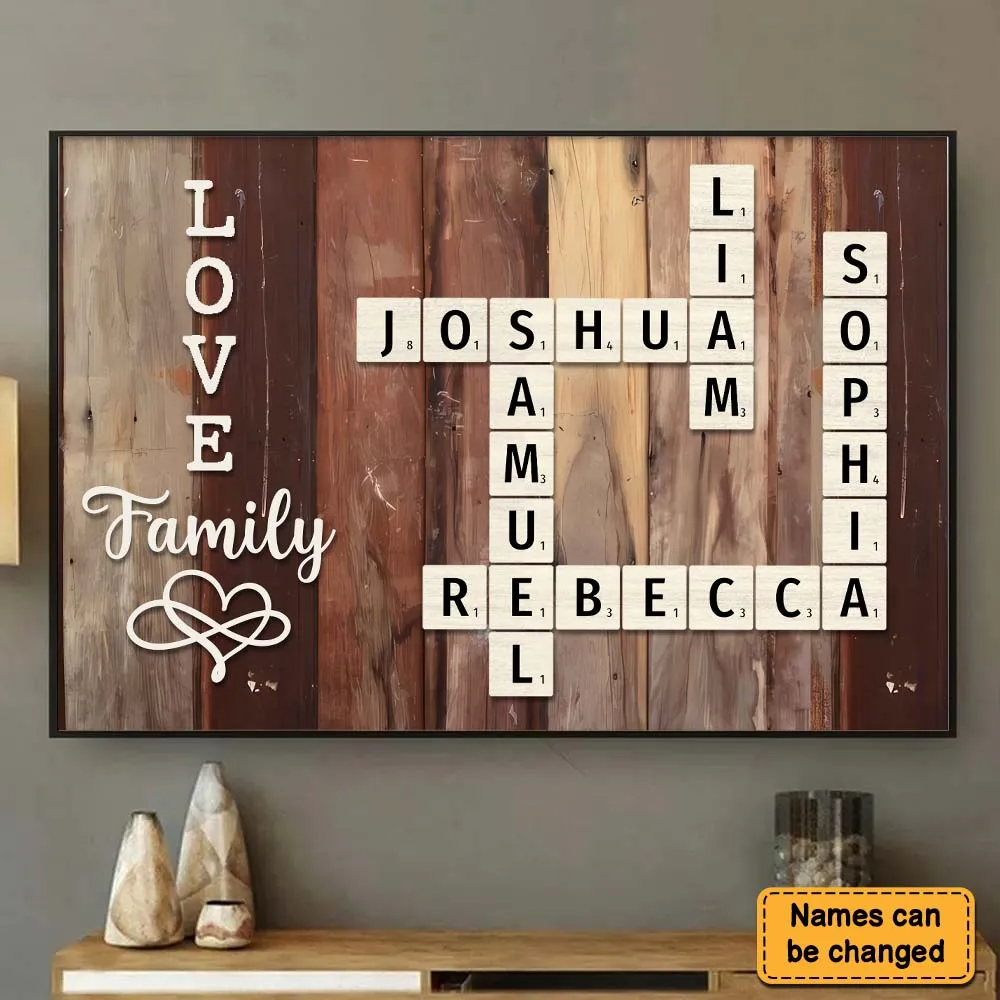 Personalized Family Crossword Art - Created In A Moment, Treasured Forever Poster