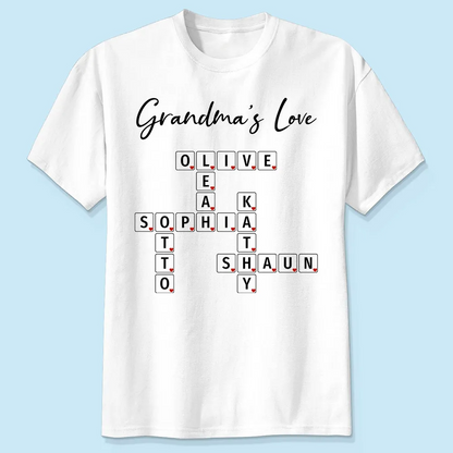 Grandma's Love Beautiful Crossword Art Puzzle Personalized Shirt