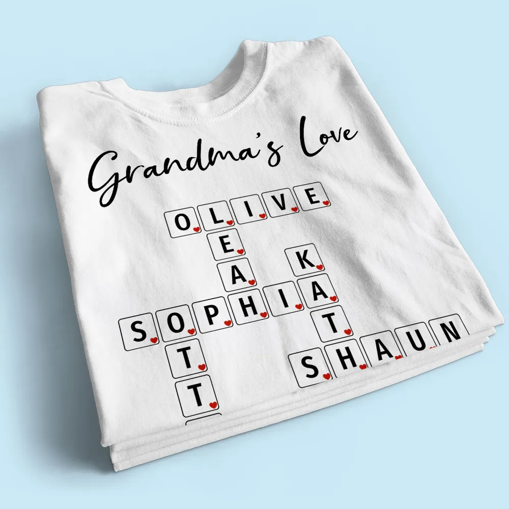 Grandma's Love Beautiful Crossword Art Puzzle Personalized Shirt