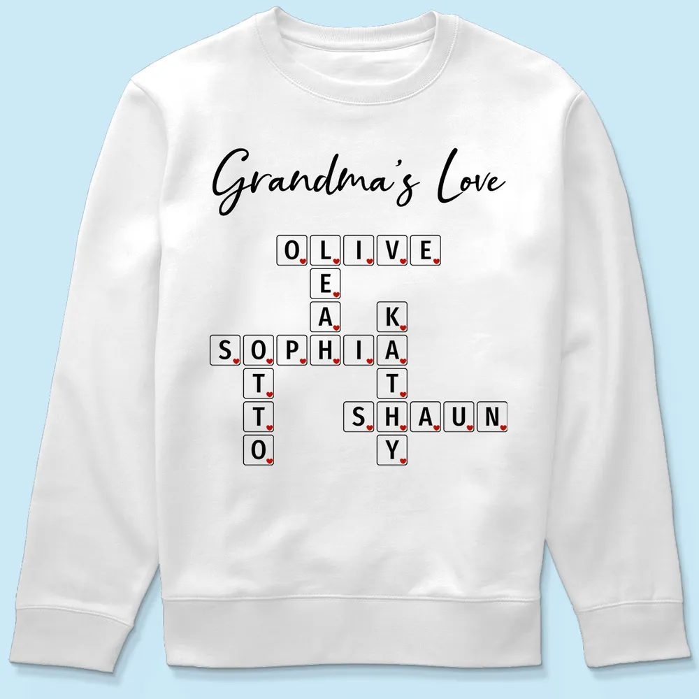 Grandma's Love Beautiful Crossword Art Puzzle Personalized Shirt