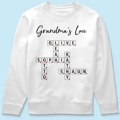 Grandma's Love Beautiful Crossword Art Puzzle Personalized Shirt