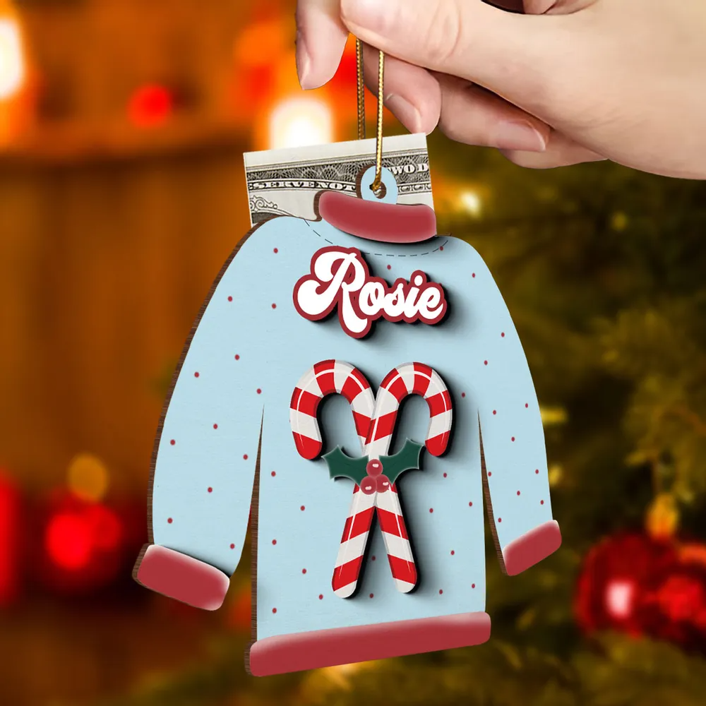 Christmas Sweater Personalized Money Gift Card Holder Ornament