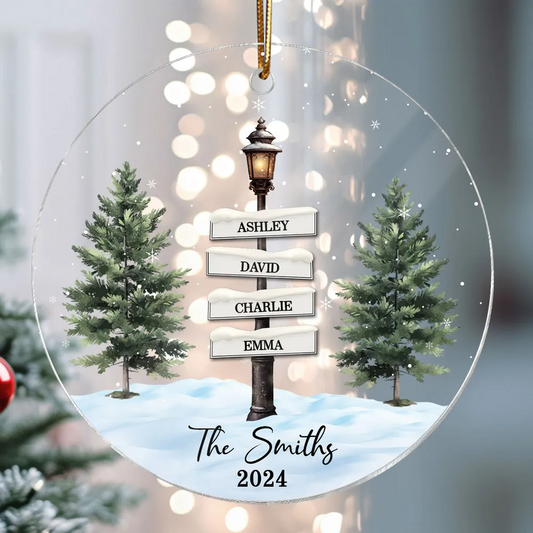 Christmas Vintage Family Lamp Post Signs Personalized Acrylic Ornament, Christmas Decoration, Christmas Gift For Family