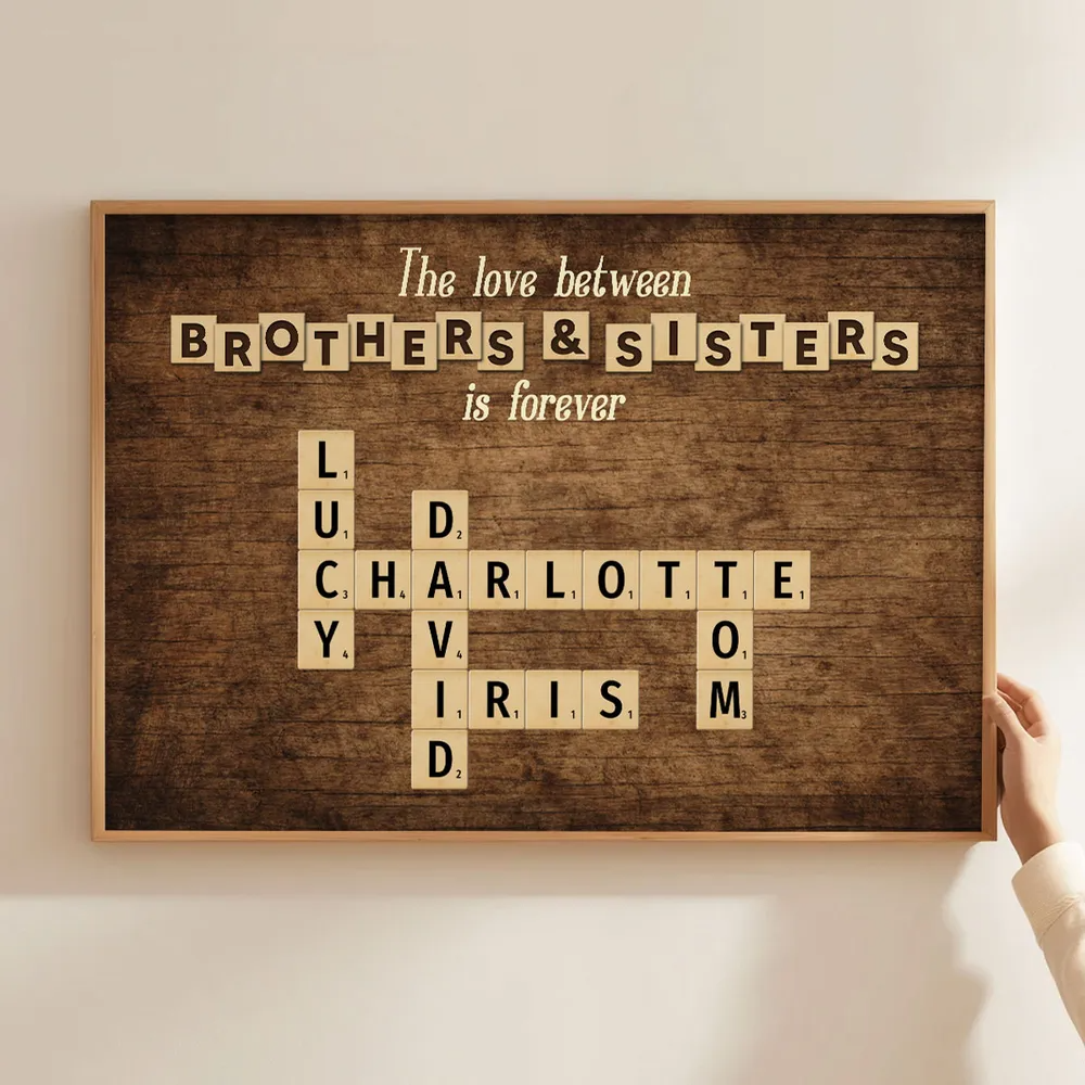 The Love Between Brothers Sisters Crossword Puzzle Art Personalized Poster