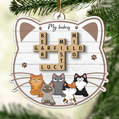 My Babies Cats Crossword Puzzle Art Personalized Wooden Ornament