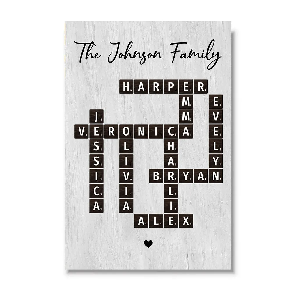 Family Crossword Puzzle Art Dark Tiles Treasure Forever Personalized Poster