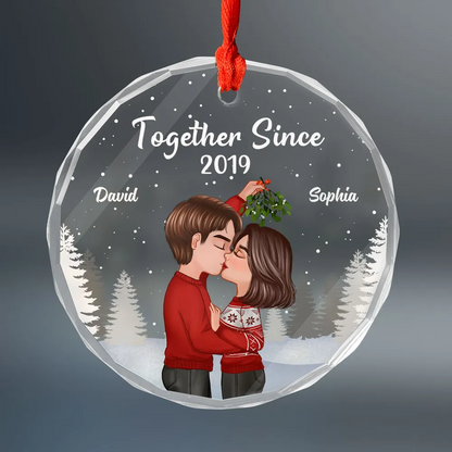 Couple Kissing Under Mistletoe Christmas Night Personalized Acrylic Ornament